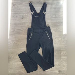 Cheap Monday fitted black jean overalls zipper pockets skinny leg extra small